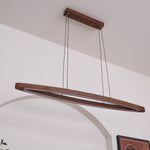 Walnut Arc Linear LED Pendant Light for Kitchen Island and Dining Room