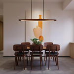 Walnut Arc Linear LED Pendant Light for Kitchen Island and Dining Room