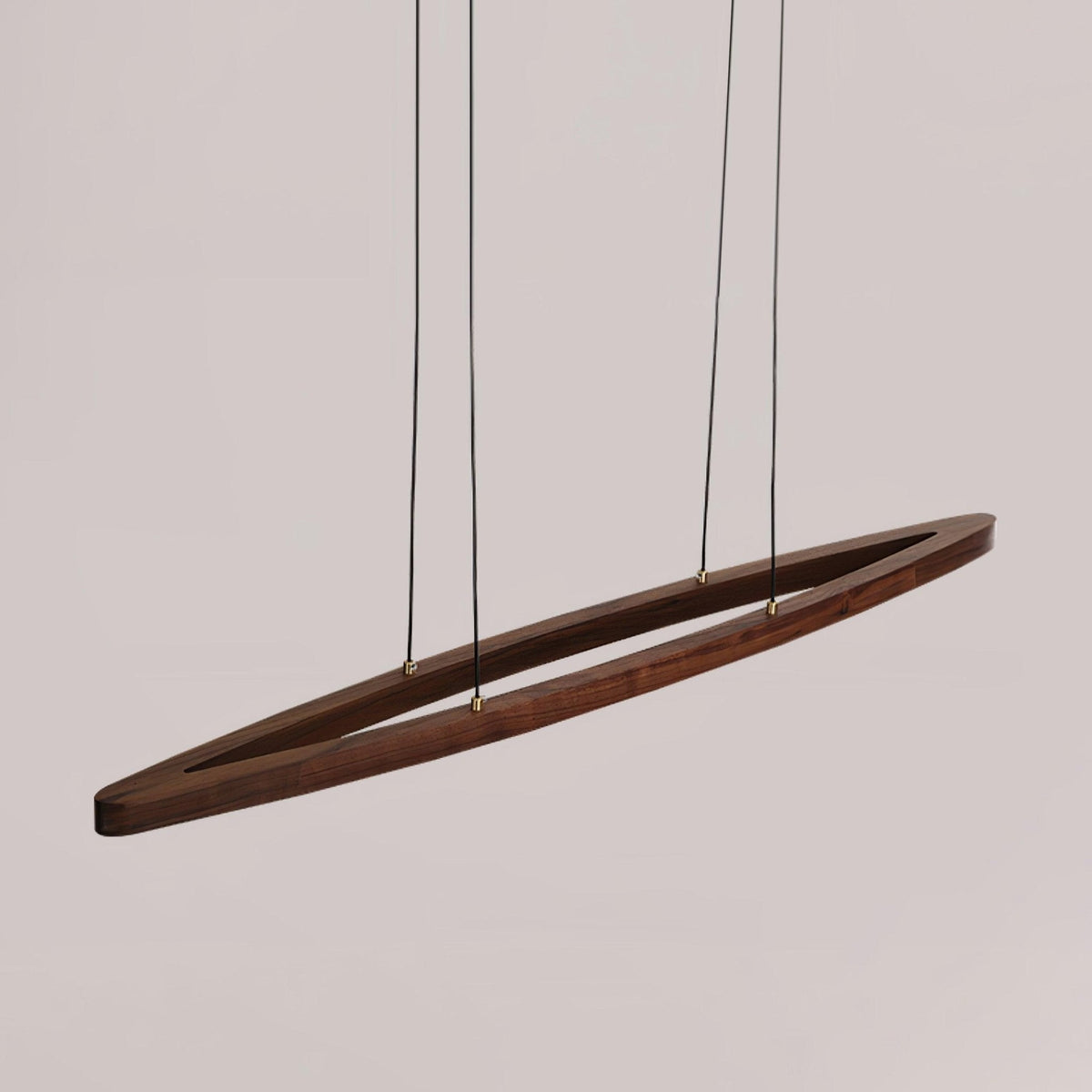 Walnut Arc Linear LED Pendant Light for Kitchen Island and Dining Room