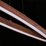 Walnut Arc Linear LED Pendant Light for Kitchen Island and Dining Room