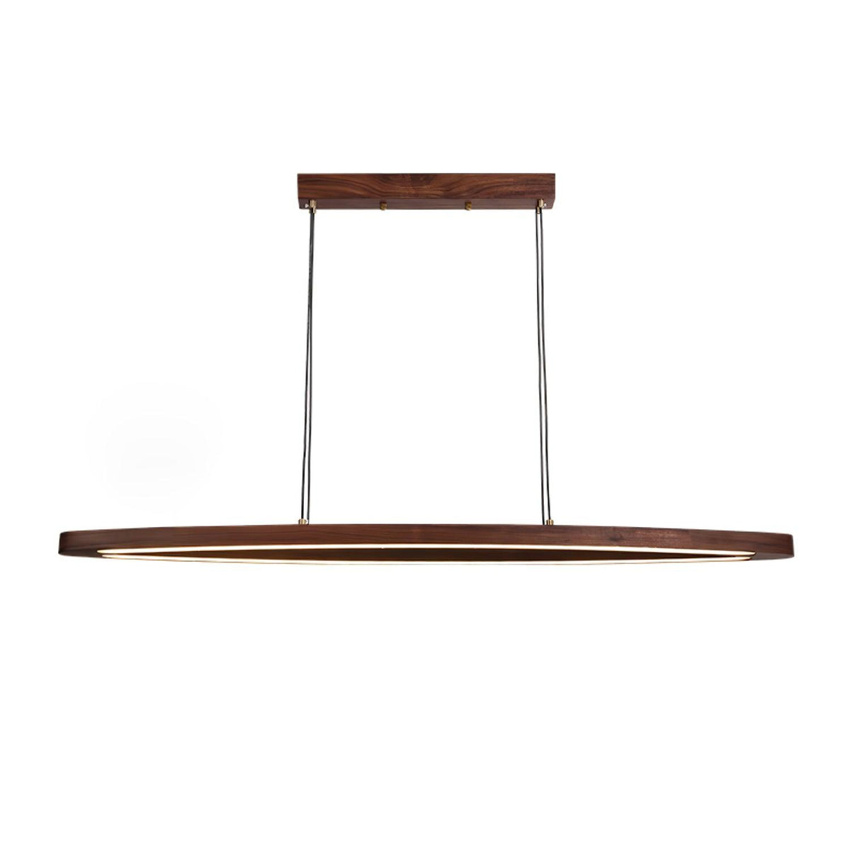 Walnut Arc Linear LED Pendant Light for Kitchen Island and Dining Room