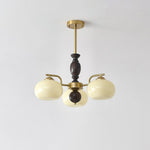 Walnut Beige Orb Chandelier – Modern Designer Pendant Light for Dining and Living Rooms