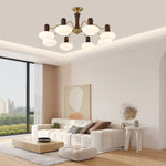 Walnut Embrace Chandelier – Mid-Century Modern Wood & Metal Pendant Light