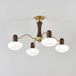 Walnut Embrace Chandelier – Mid-Century Modern Wood & Metal Pendant Light