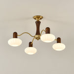 Walnut Embrace Chandelier – Mid-Century Modern Wood & Metal Pendant Light