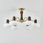Walnut Embrace Chandelier – Mid-Century Modern Wood & Metal Pendant Light