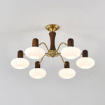 Walnut Embrace Chandelier – Mid-Century Modern Wood & Metal Pendant Light