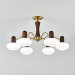 Walnut Embrace Chandelier – Mid-Century Modern Wood & Metal Pendant Light