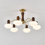Walnut Embrace Chandelier – Mid-Century Modern Wood & Metal Pendant Light