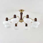 Walnut Embrace Chandelier – Mid-Century Modern Wood & Metal Pendant Light