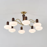 Walnut Embrace Chandelier – Mid-Century Modern Wood & Metal Pendant Light