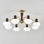 Walnut Embrace Chandelier – Mid-Century Modern Wood & Metal Pendant Light