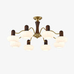 Walnut Embrace Chandelier – Mid-Century Modern Wood & Metal Pendant Light
