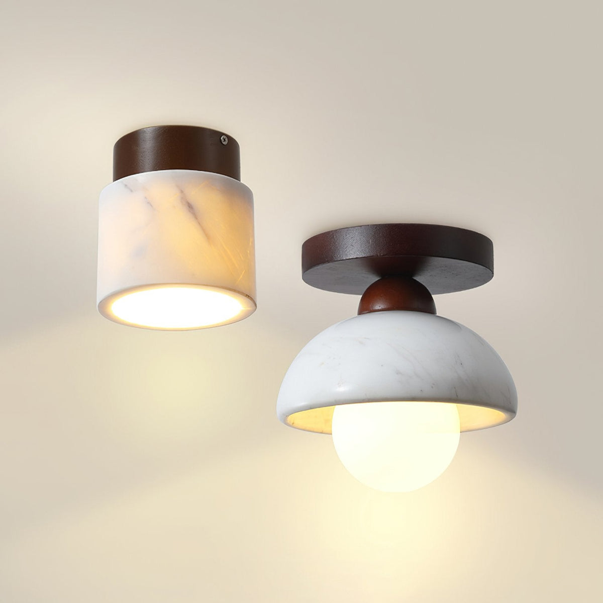Walnut Marble Ceiling Lamp