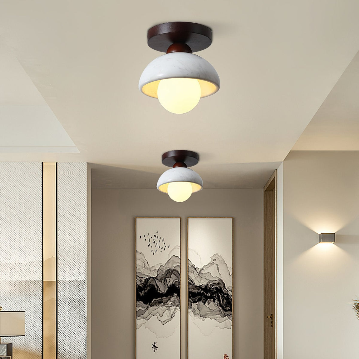 Walnut Marble Ceiling Lamp