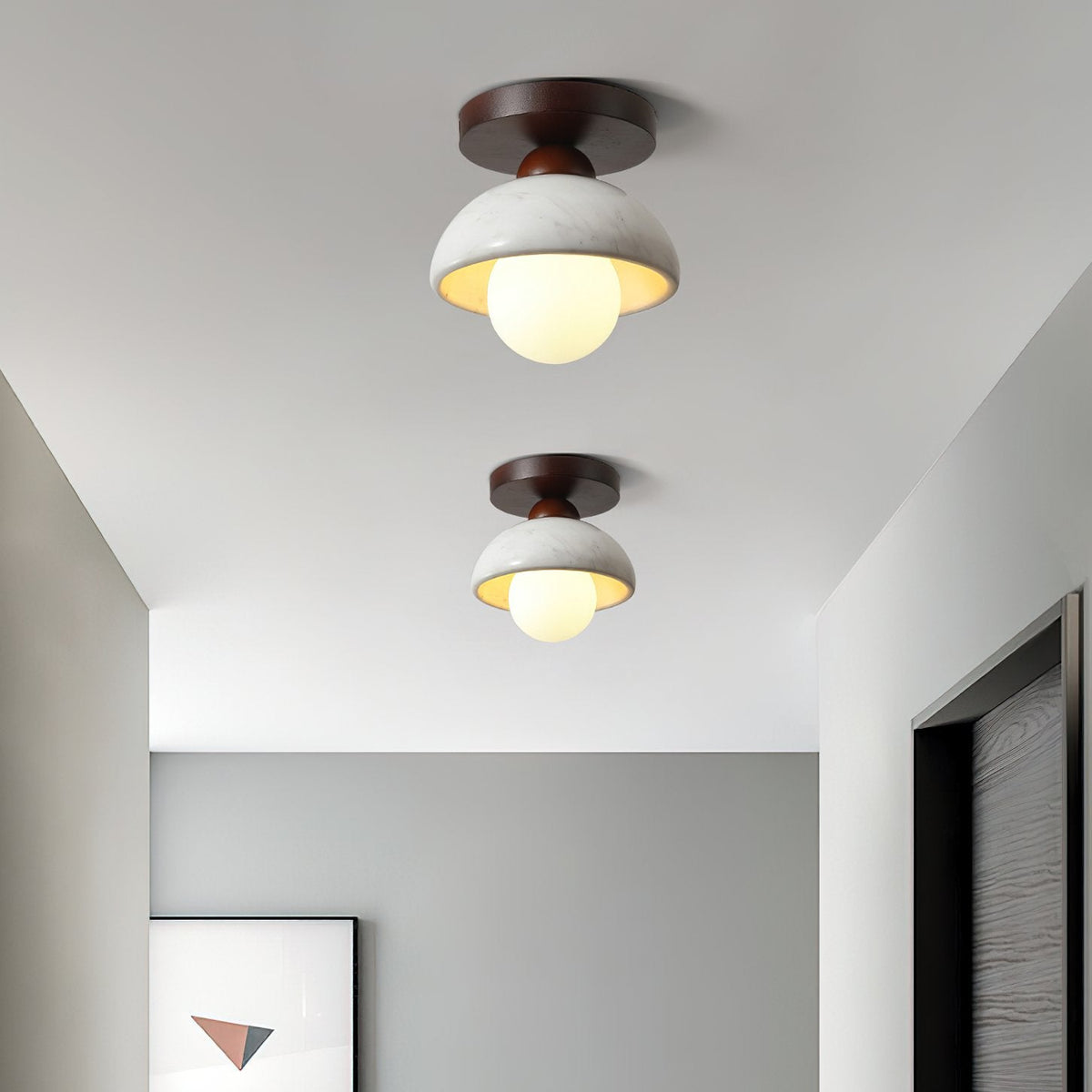 Walnut Marble Ceiling Lamp