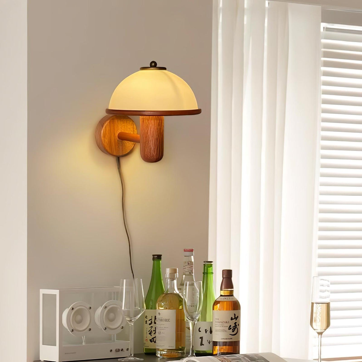 Seren Mushroom Oak Wall Lamp