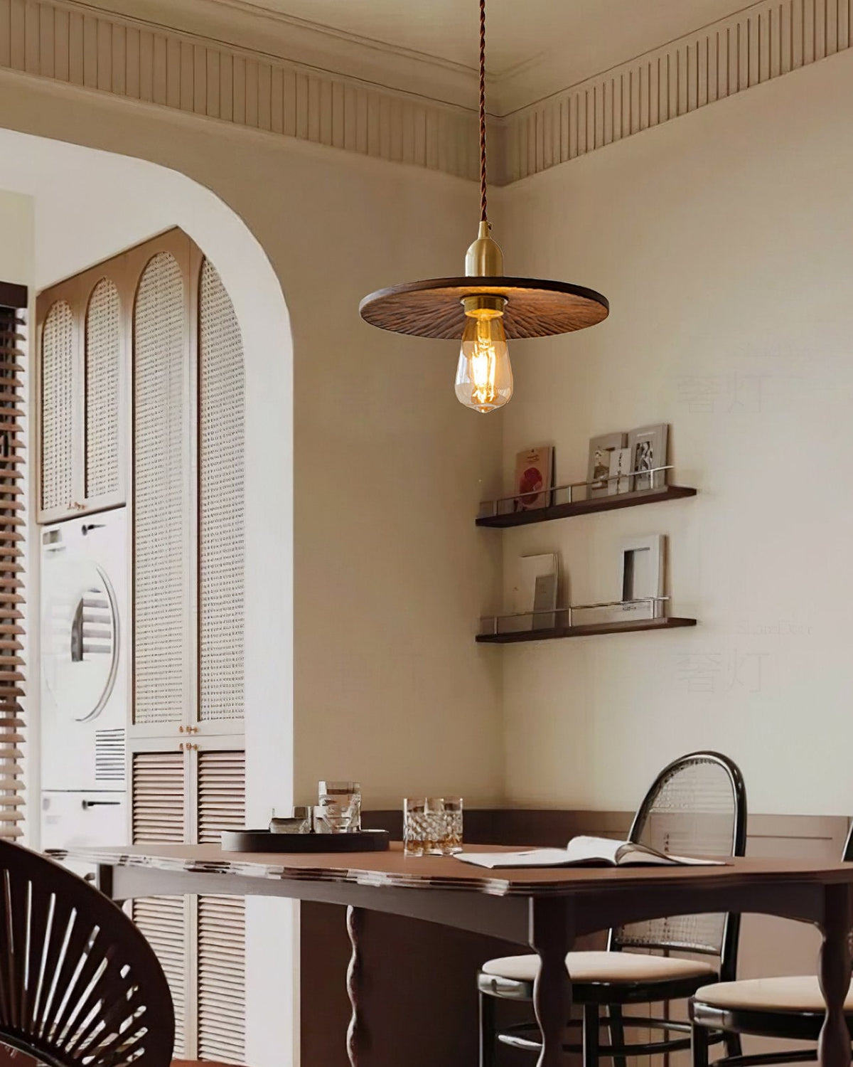 Walnut Saucer Pendant Light