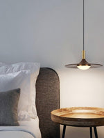 Walnut Wood Dish Pendant Light