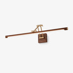 Walnut Linear Wall Sconce with Adjustable Brass Arm