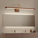 Walnut Linear Wall Sconce with Adjustable Brass Arm