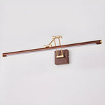 Walnut Linear Wall Sconce with Adjustable Brass Arm