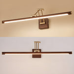 Walnut Linear Wall Sconce with Adjustable Brass Arm