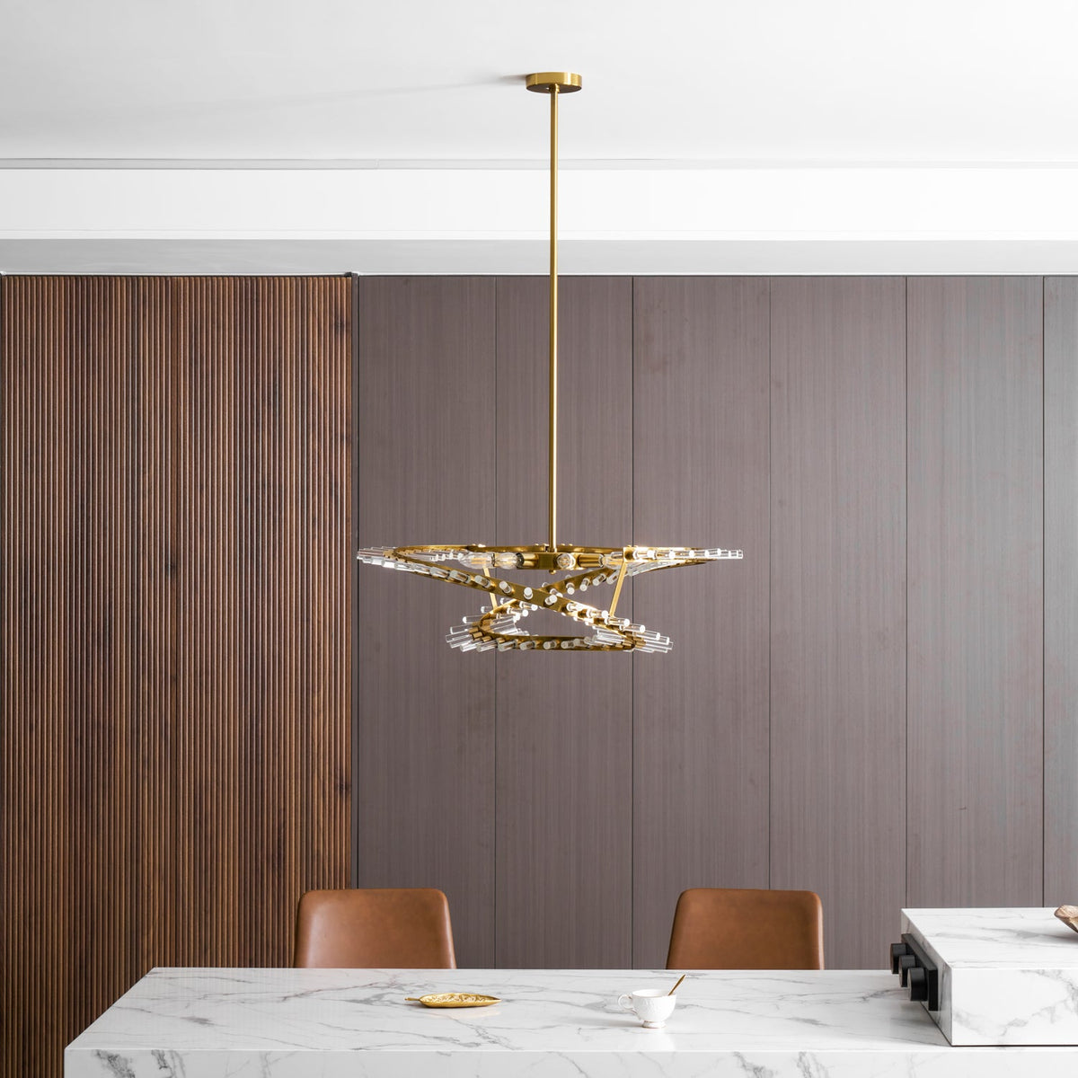 Waltz Art Chandelier – Sculptural Gold Pendant Light for Modern Interiors