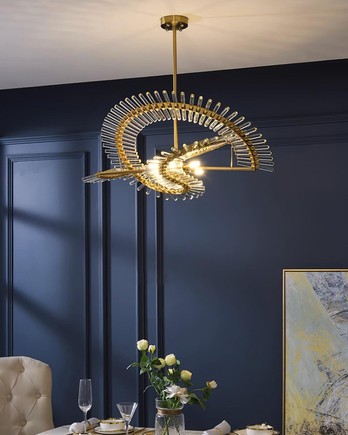 Waltz Art Chandelier – Sculptural Gold Pendant Light for Modern Interiors