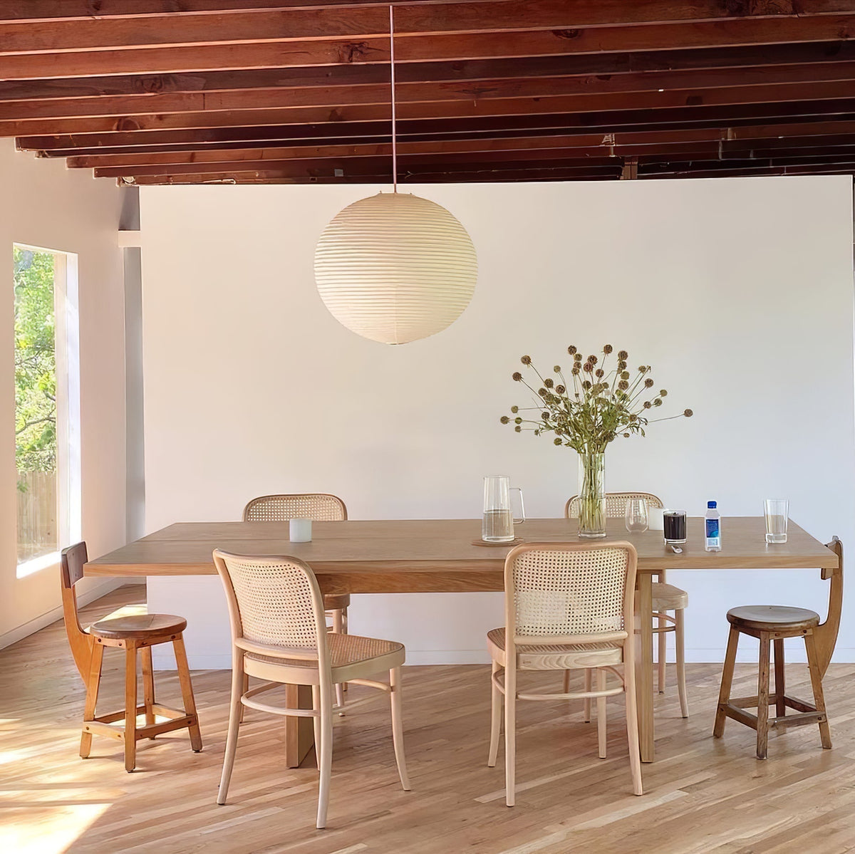 Handmade Mulberry Paper Pendant Light – Mid-Century Modern Washi Shade
