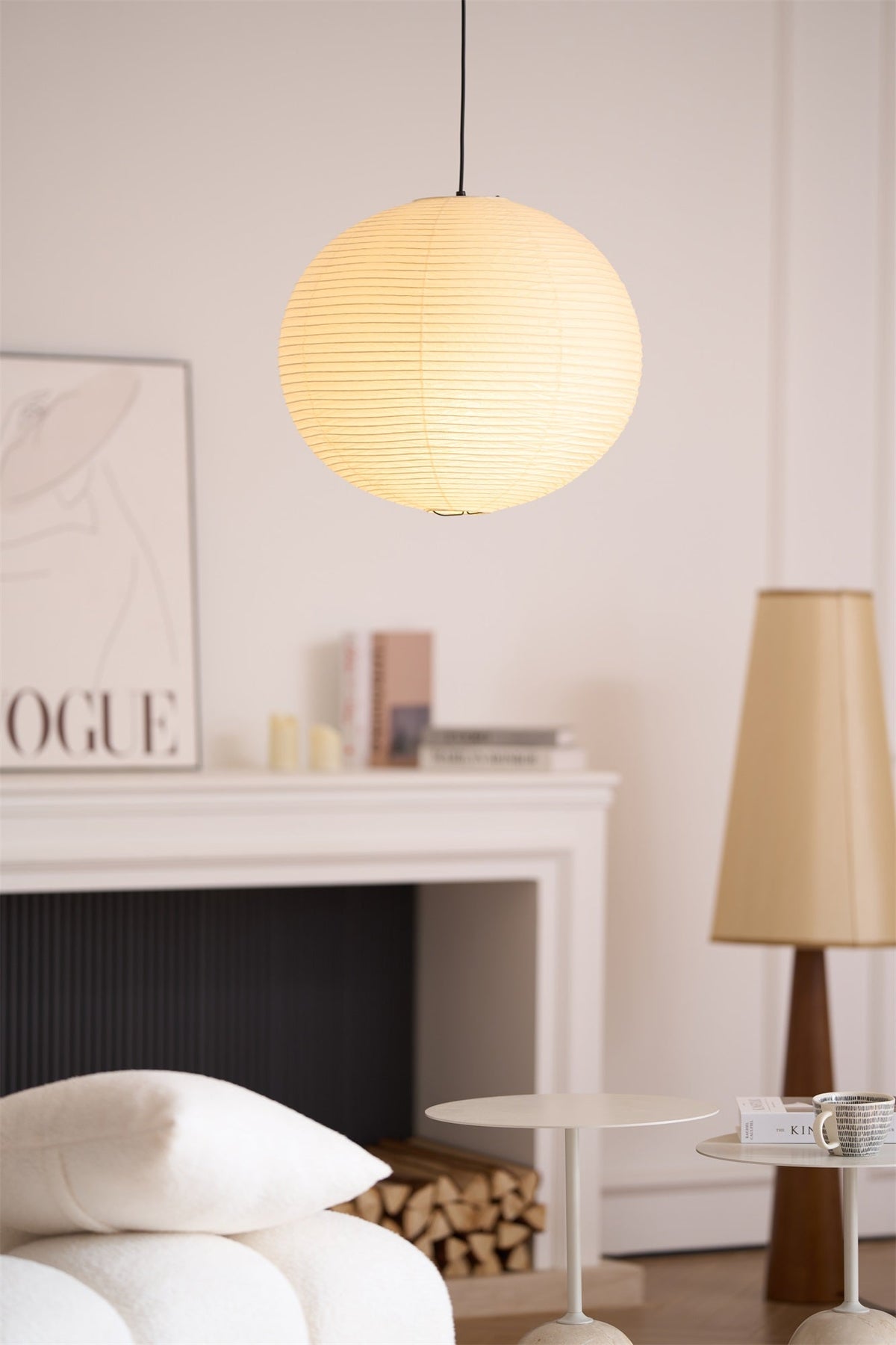 Handmade Mulberry Paper Pendant Light – Mid-Century Modern Washi Shade