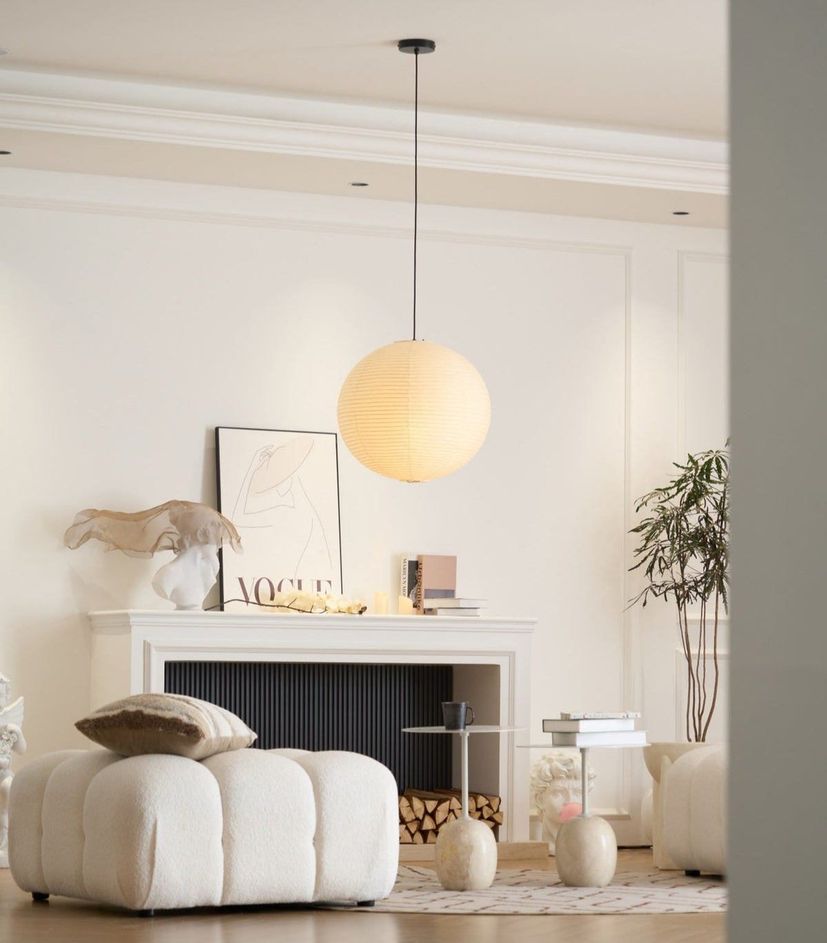 Handmade Mulberry Paper Pendant Light – Mid-Century Modern Washi Shade