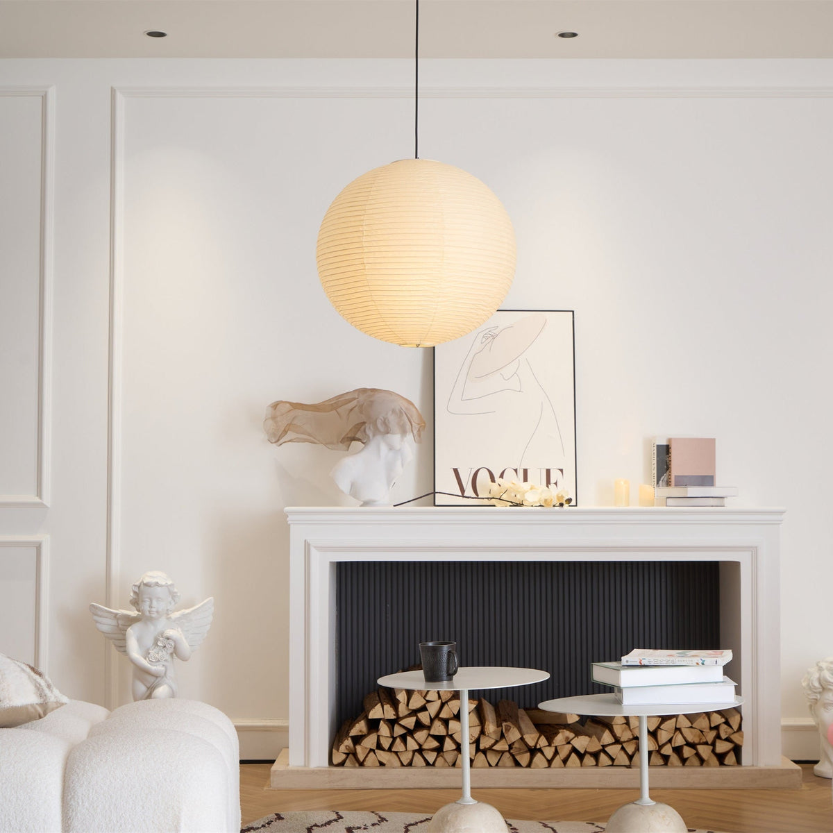 Handmade Mulberry Paper Pendant Light – Mid-Century Modern Washi Shade