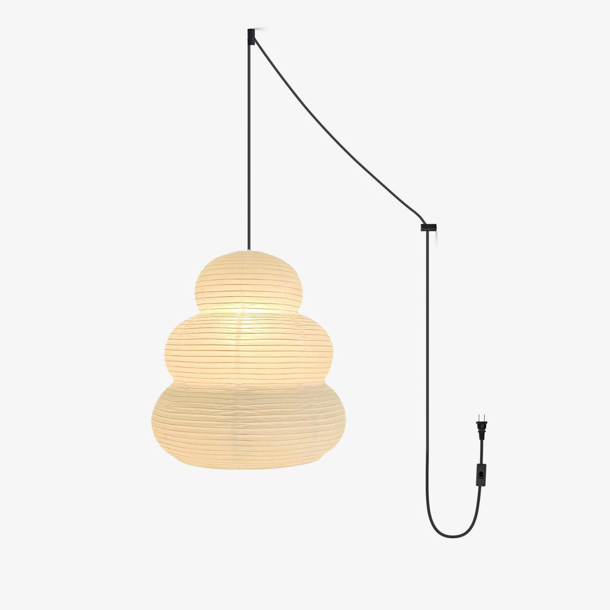 Rice Paper Swag Pendant Light – Handcrafted Mulberry Paper Hanging Lamp