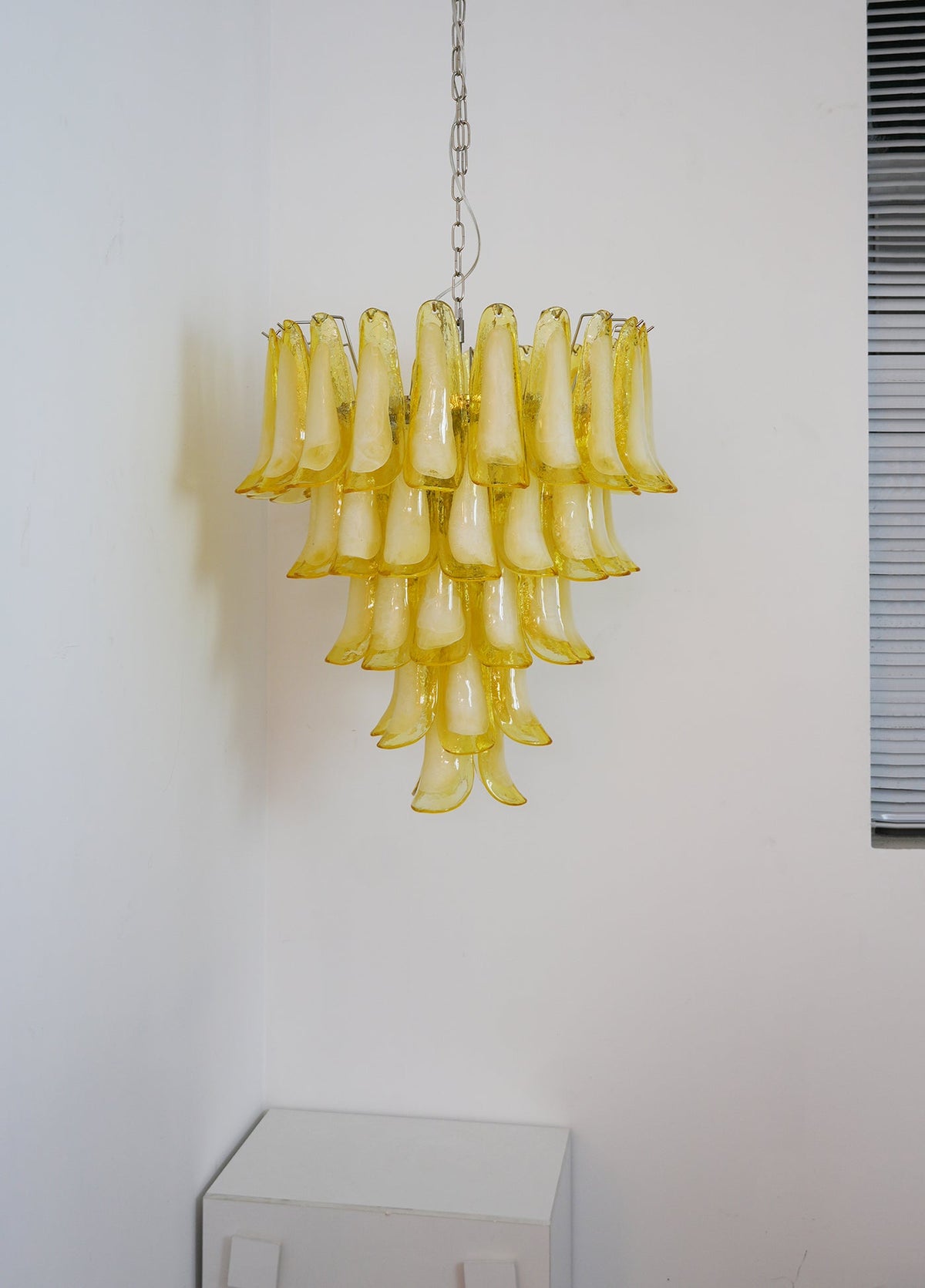 Wave Yellow Glass Chandelier | Modern Designer Pendant Light for Dining Room