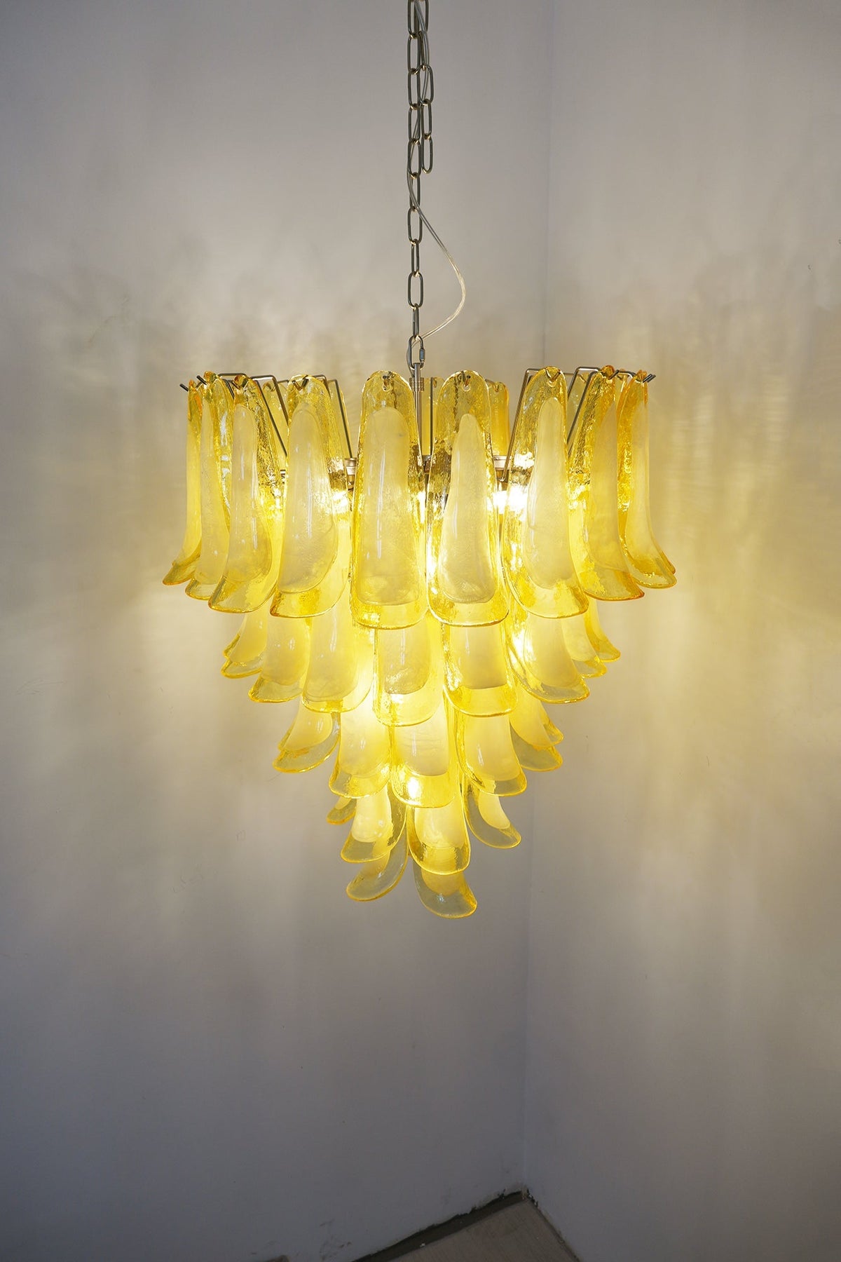 Wave Yellow Glass Chandelier | Modern Designer Pendant Light for Dining Room