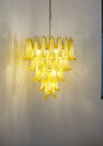 Wave Yellow Glass Chandelier | Modern Designer Pendant Light for Dining Room
