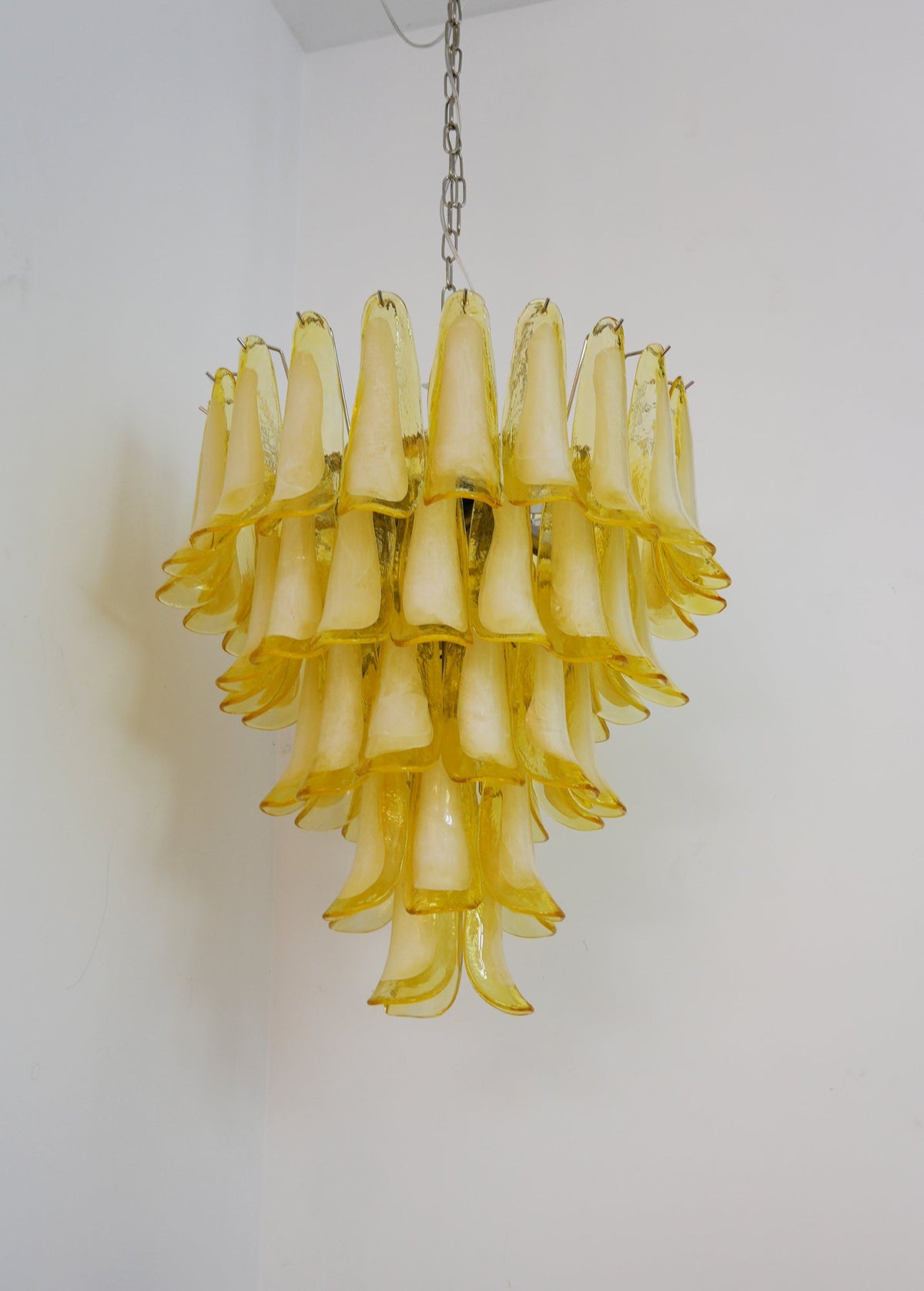 Wave Yellow Glass Chandelier | Modern Designer Pendant Light for Dining Room