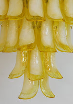 Wave Yellow Glass Chandelier | Modern Designer Pendant Light for Dining Room