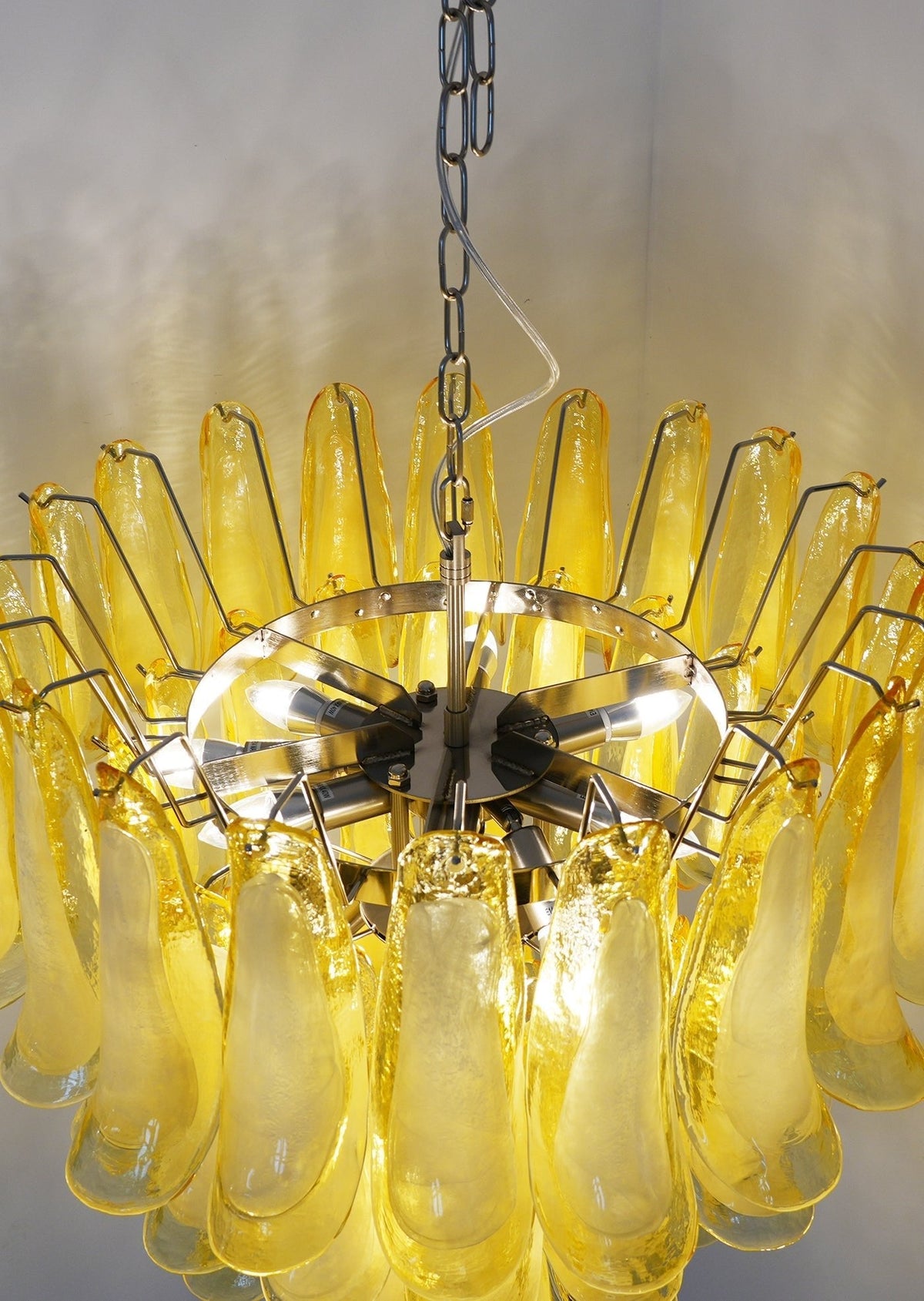 Wave Yellow Glass Chandelier | Modern Designer Pendant Light for Dining Room