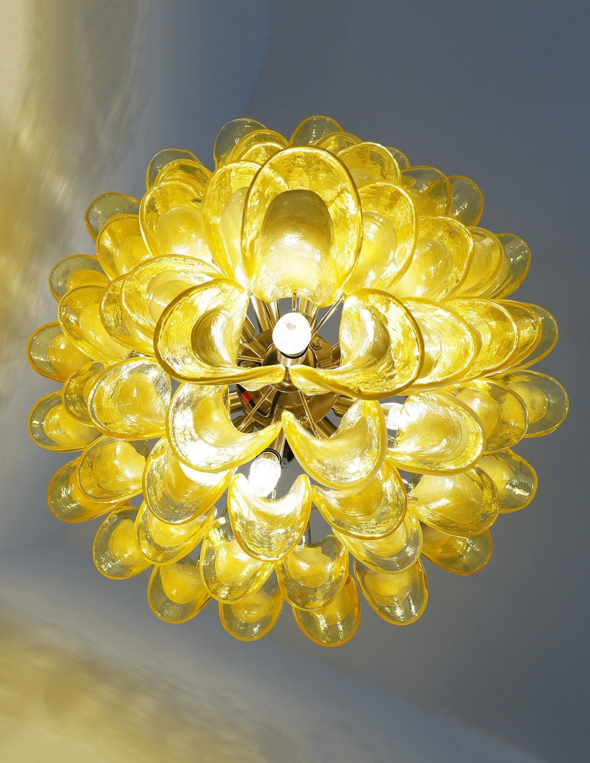 Wave Yellow Glass Chandelier | Modern Designer Pendant Light for Dining Room