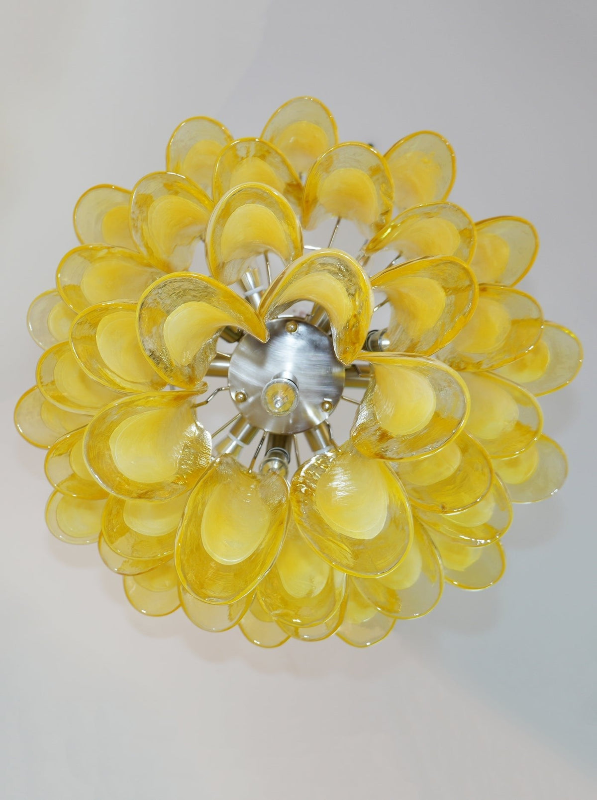 Wave Yellow Glass Chandelier | Modern Designer Pendant Light for Dining Room