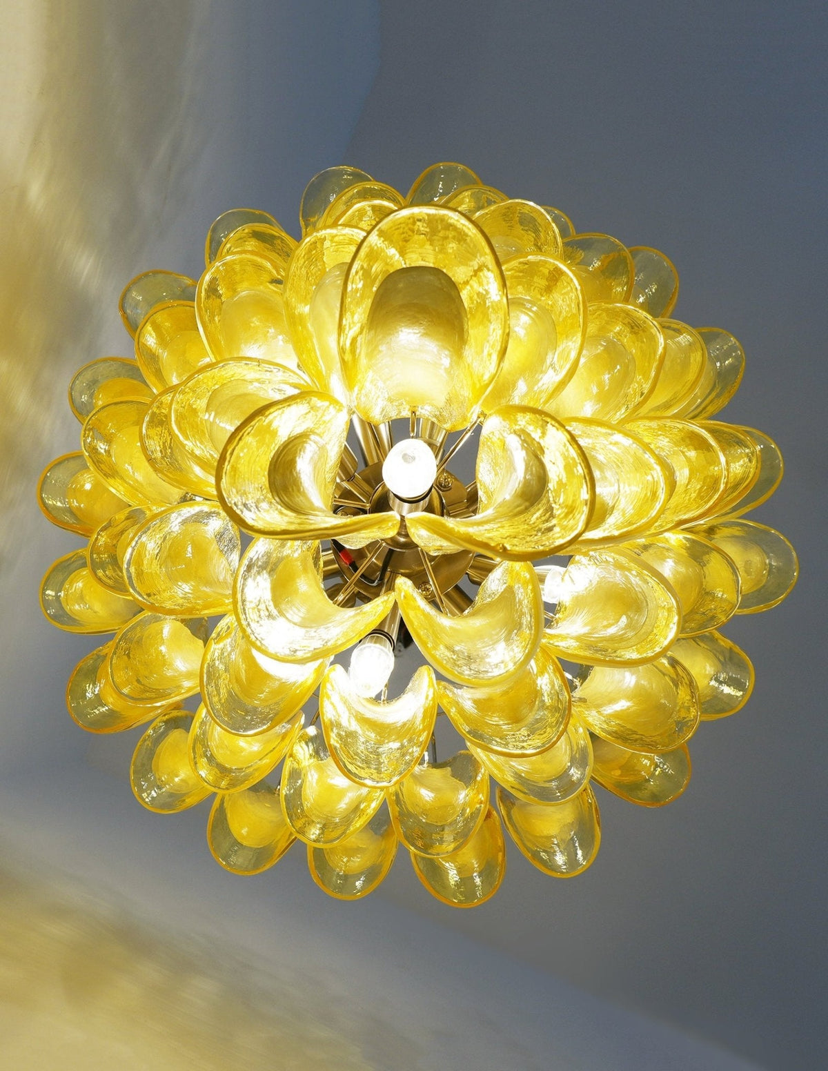 Wave Yellow Glass Chandelier | Modern Designer Pendant Light for Dining Room
