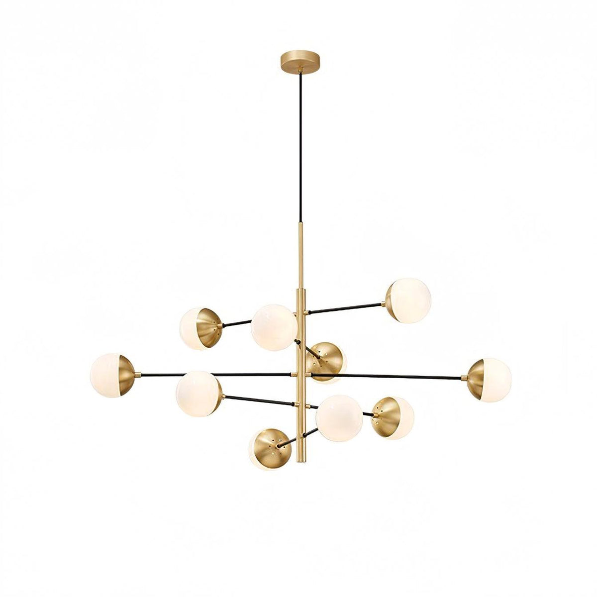 Waverly Modern Glass Chandelier in Gold for Dining Room and Living Room