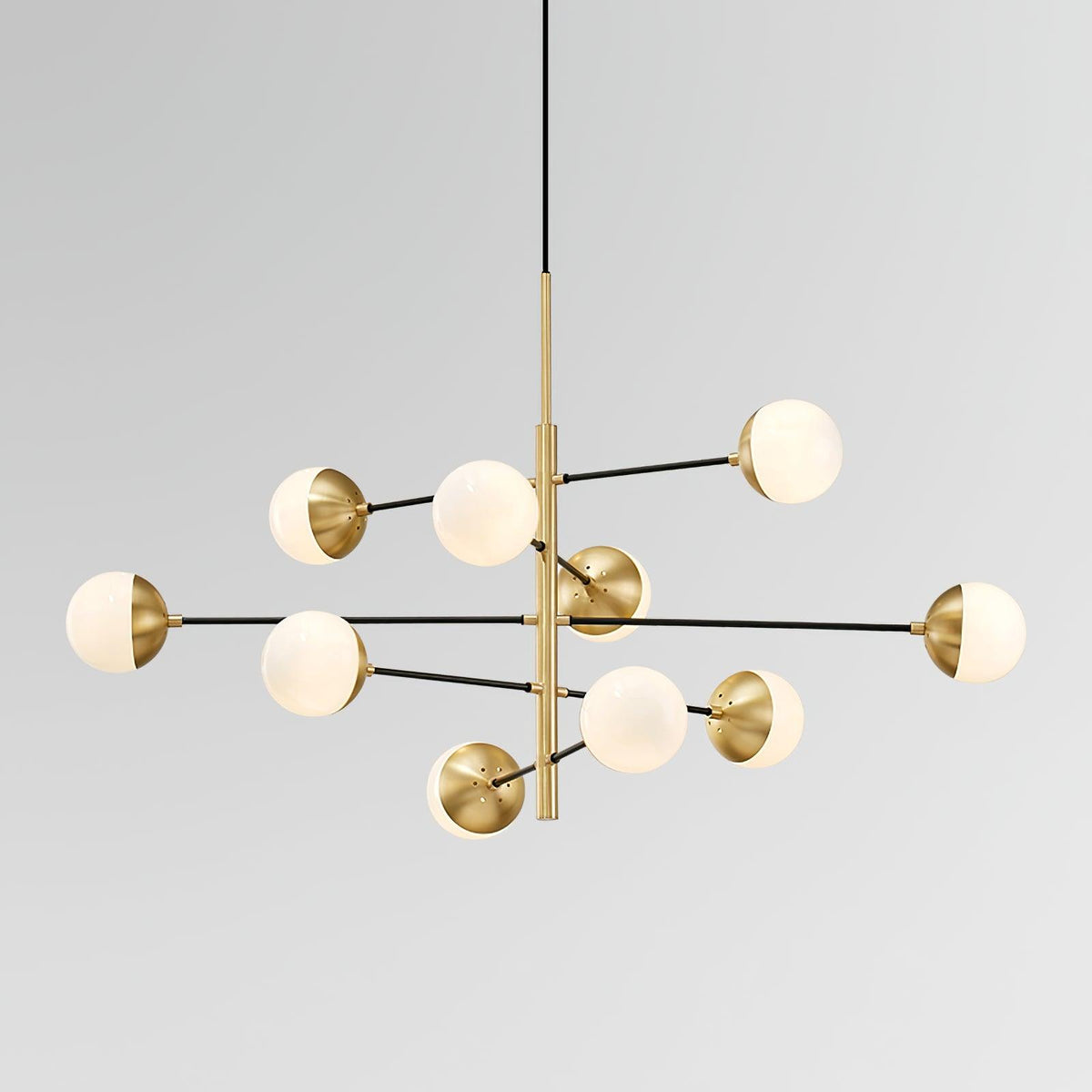 Waverly Modern Glass Chandelier in Gold for Dining Room and Living Room