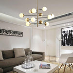 Waverly Modern Glass Chandelier in Gold for Dining Room and Living Room