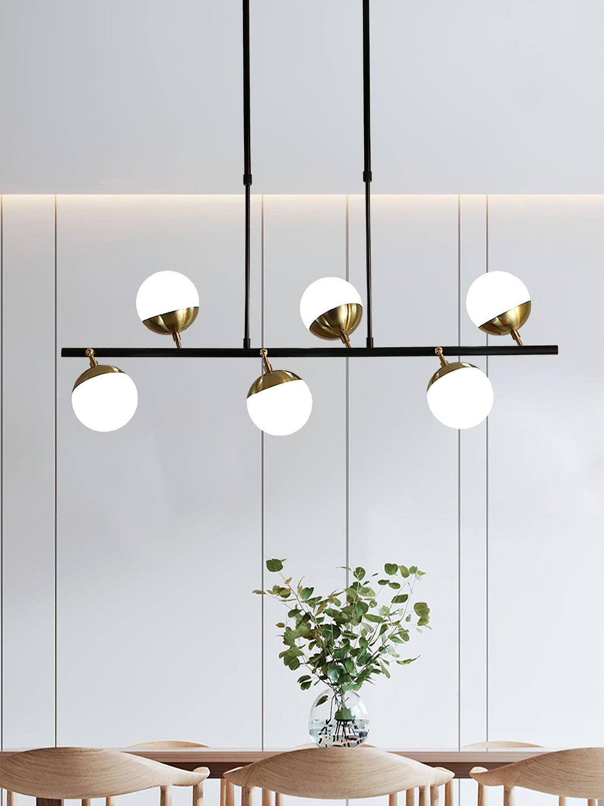 Waverly Six-Light Modern Glass Chandelier for Dining Room and Restaurant
