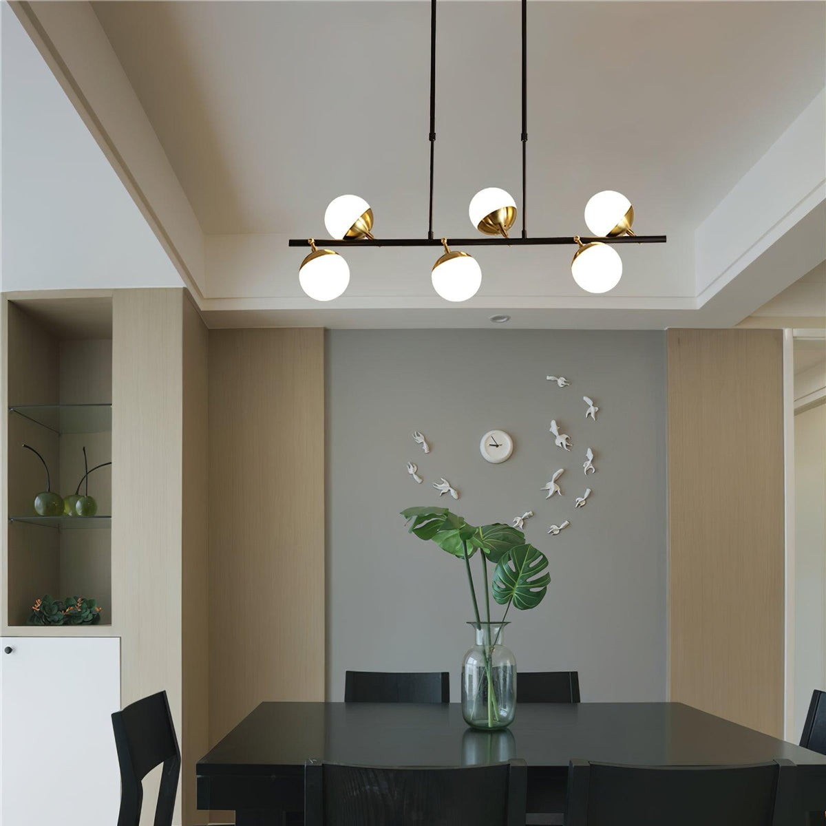 Waverly Six-Light Modern Glass Chandelier for Dining Room and Restaurant
