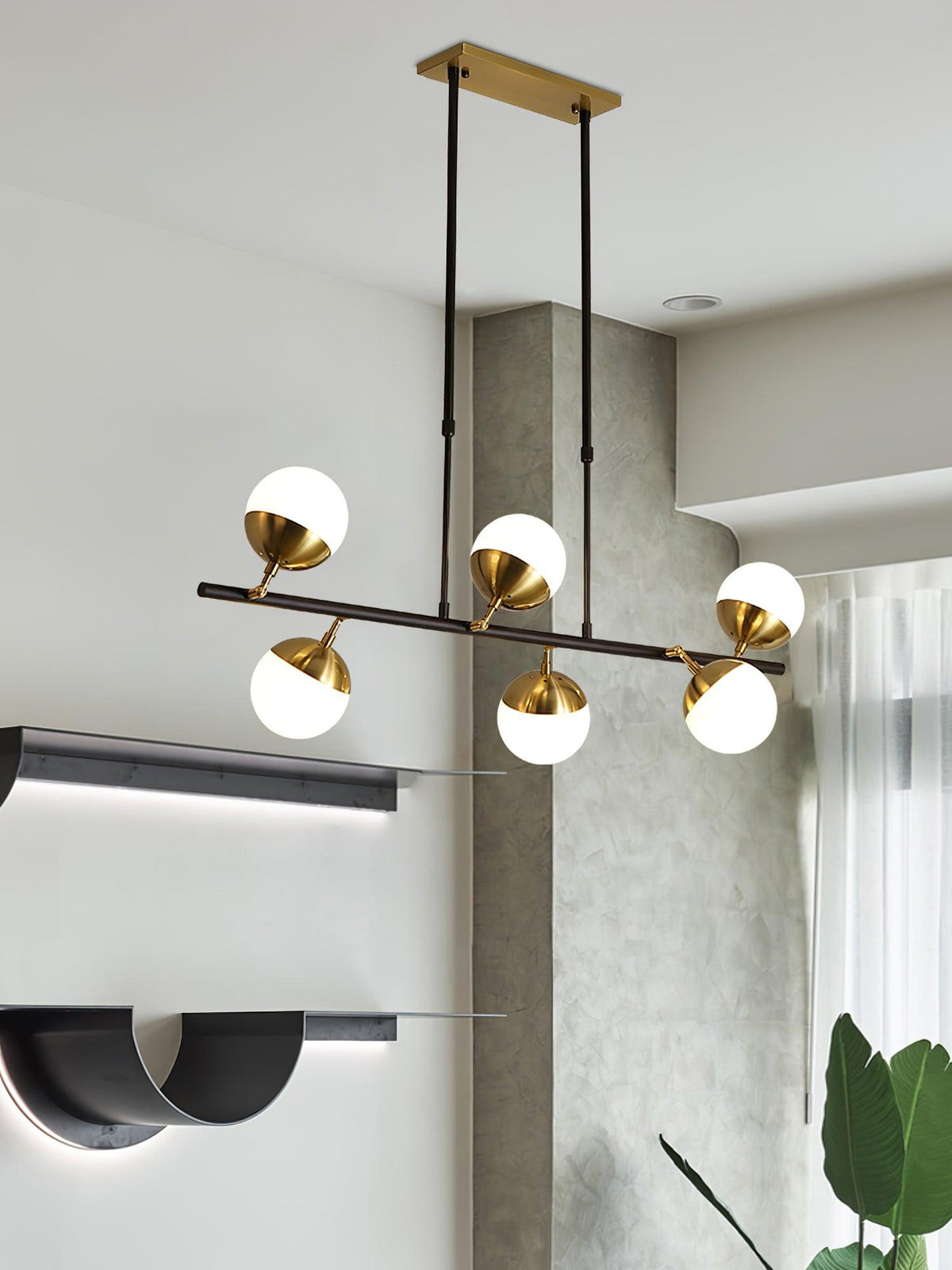Waverly Six-Light Modern Glass Chandelier for Dining Room and Restaurant