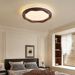 Wavora LED Ceiling Light in Walnut Wood Grain Finish, Modern Flush Mount for Living Room and Bedroom